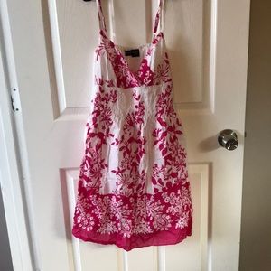 Pink and white summer cover up dress.